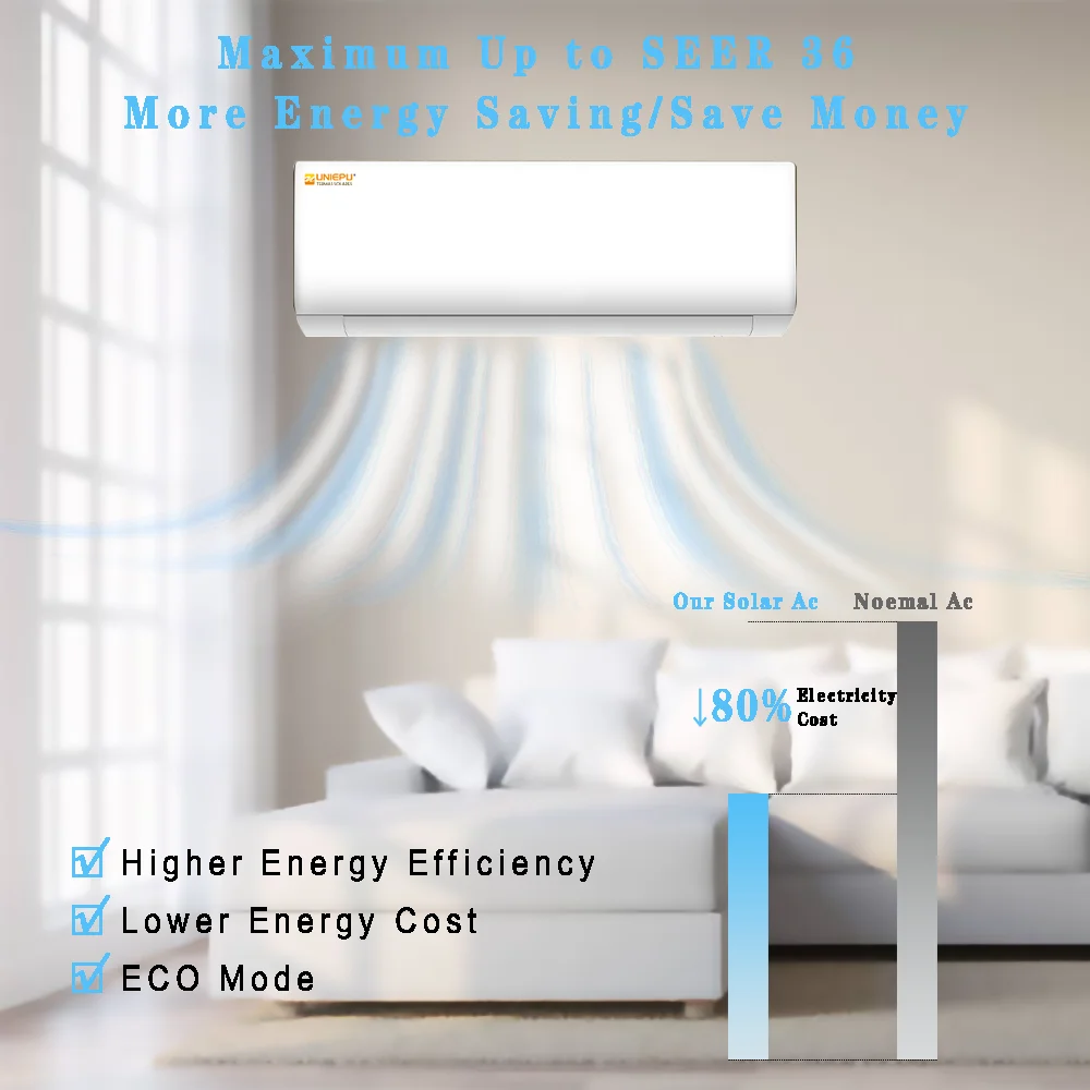 Factory Price Dubai Solar Inverter 2 Ton Wall Split DC Inverter Hybrid Solar Powered ACDC Variable Frequency Air Conditioner