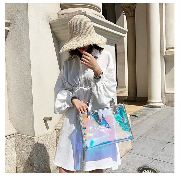 2020 fashion tote bag new design tote bag pvc custom logo holographic bags