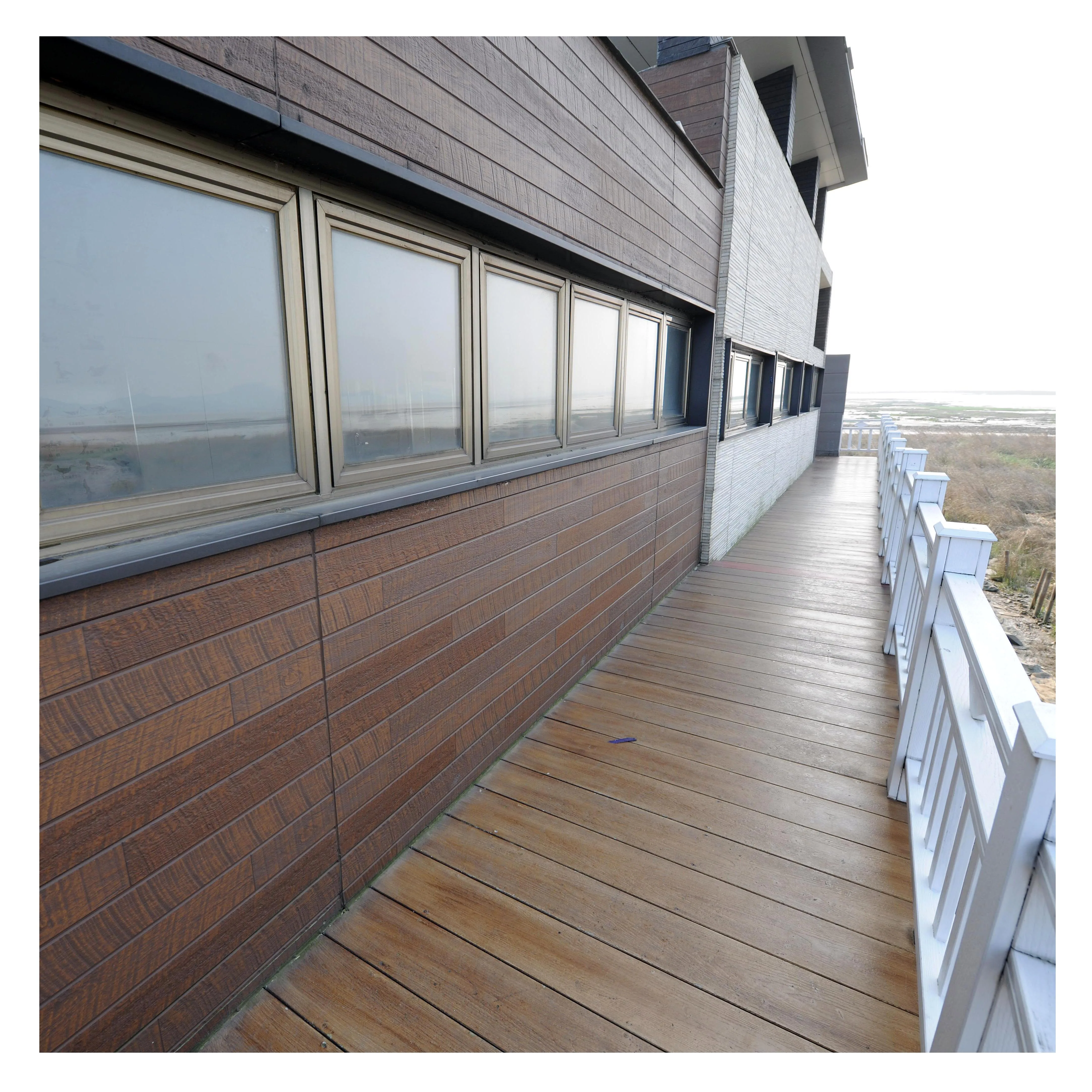 3D wood grain fiber cement board for outdoor decking