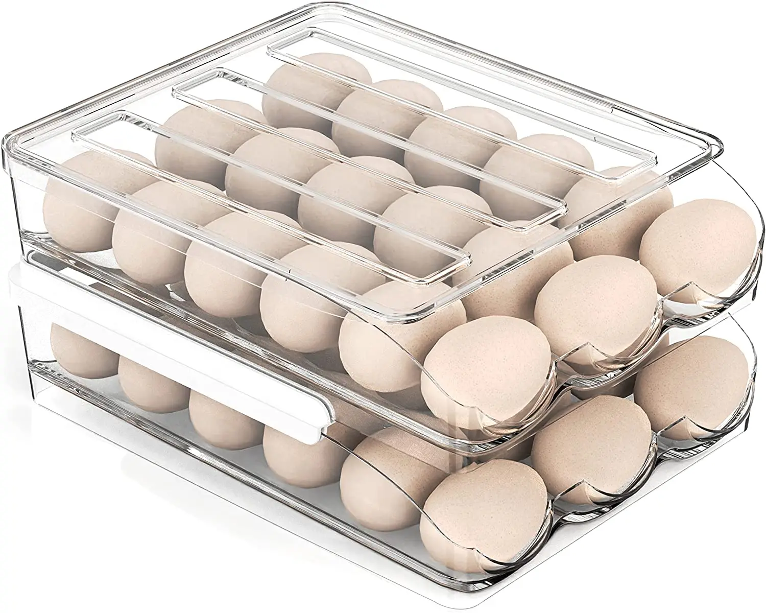 2-Layer Large Clear Plastic Capacity Egg Fresh Storage Holder Box for Refrigerator Storage Container
