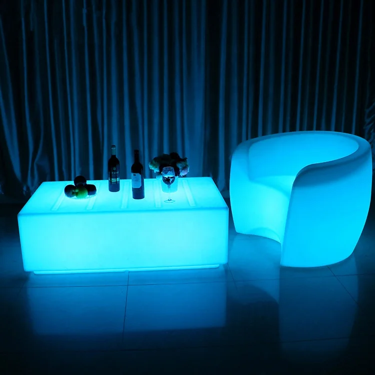 Outdoor modern Glowing Bar Furniture LED Light up Cocktail Table and Chairs Waterproof led Illuminated  furniture