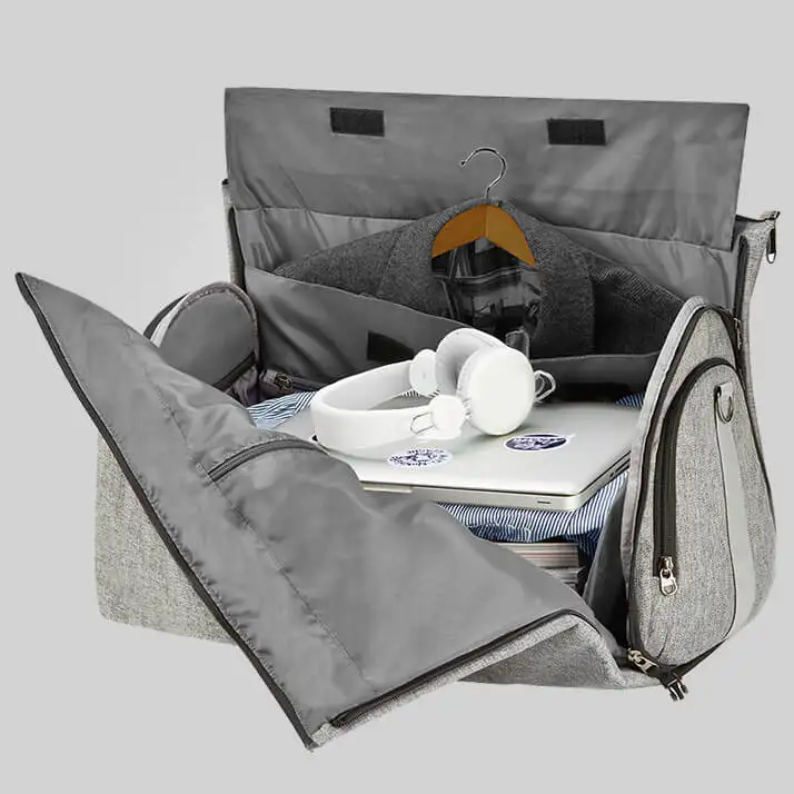 2 in 1 Hanging Suitcase Suit Travel Bags Convertible Garment Bag with Shoulder Strap Carry on Garment Duffel Bag