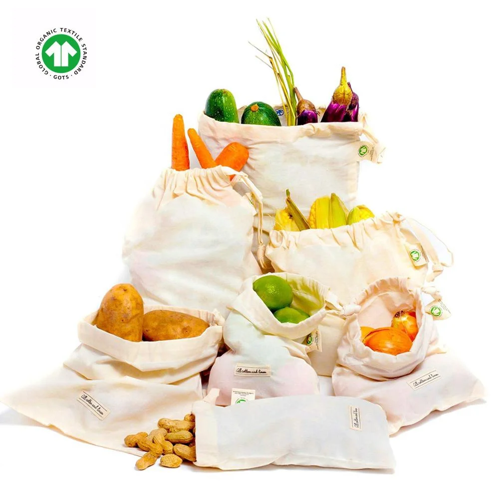 Sopurrrdy Ecology Reusable Organic Cotton Muslin Grocery Shopping Produce Bags