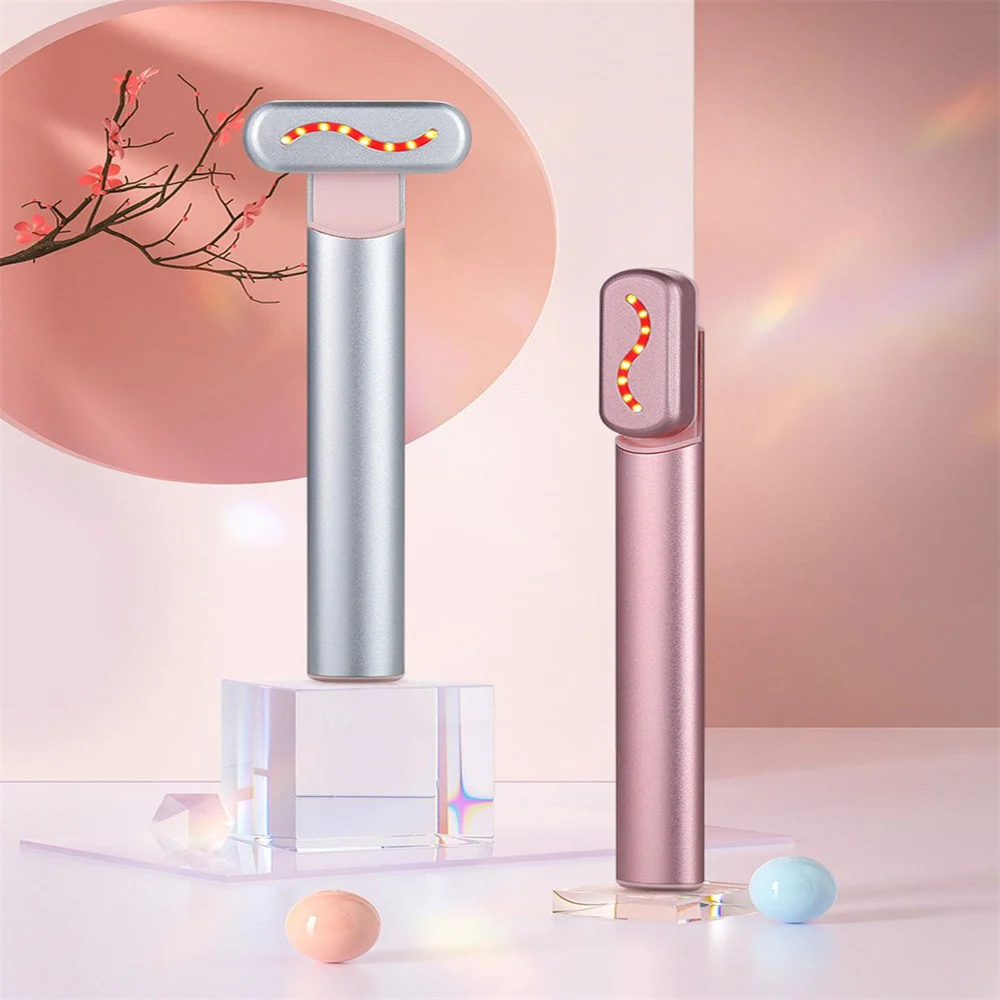 KKS high frequency 4 in 1 face and neck lighten dark circles face massager led red light facial therapy wand