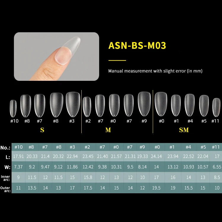 Custom logo 300Pcs/Box C Curve Nail Tips round Acrylic Full Cover Clear  nail tips