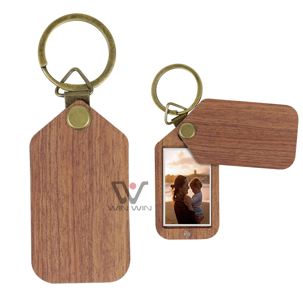 Blank Square Shaped Wood Photo Keychain Custom Logo Wood Keychains For Gift Lovers And Family