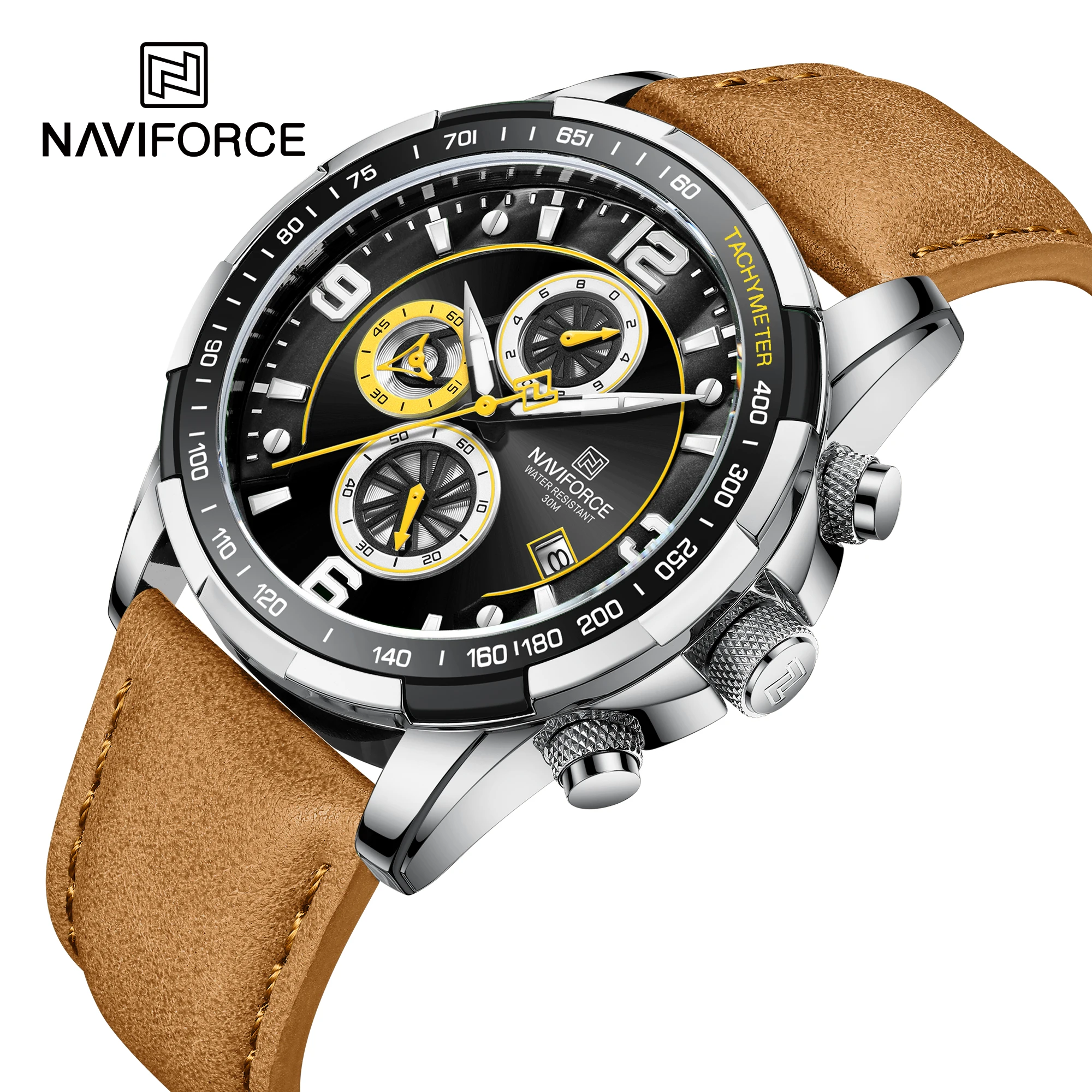Новый Naviforce часы для мужчин модные светящиеся стрелки Календарь Водонепроницаемые Часы 6-контактный переходник с внутренней кварцевый механизм спортивные мужские 8020