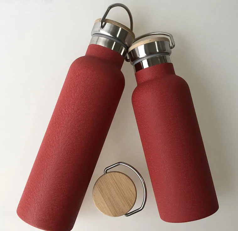 750ml Stainless steel bamboo bottle with Unibody Bamboo Cap, Bamboo Brushed stainless steel Klean Kanteen Water Bottle,
