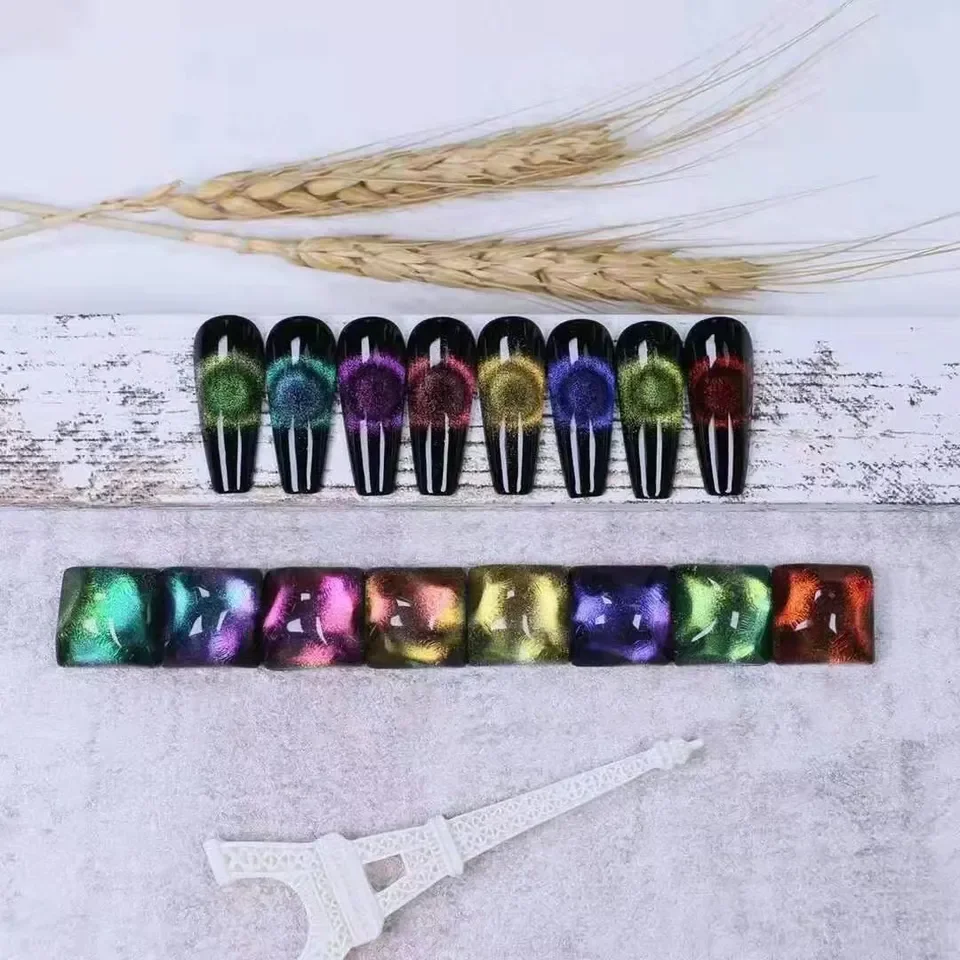 klana New design 9D chameleon cat eye gel polish  UV Gel Polish cat eye nail gel polish for nail art magnetic