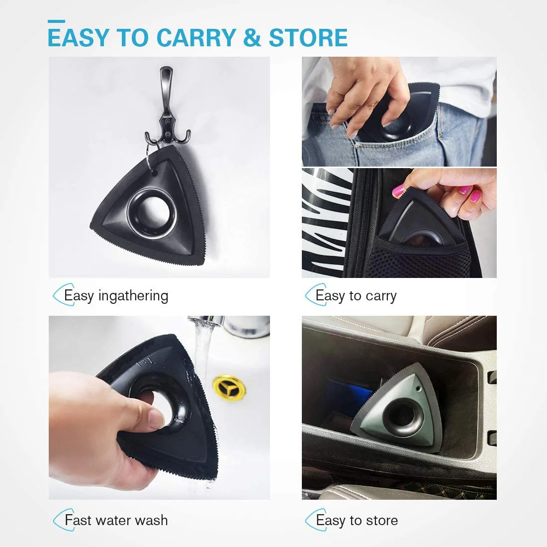 Mini Pet Hair Remover Triangle Great For Bedding Couch Car Interior Detailing Home Furniture Handheld Professional Reusable Fur