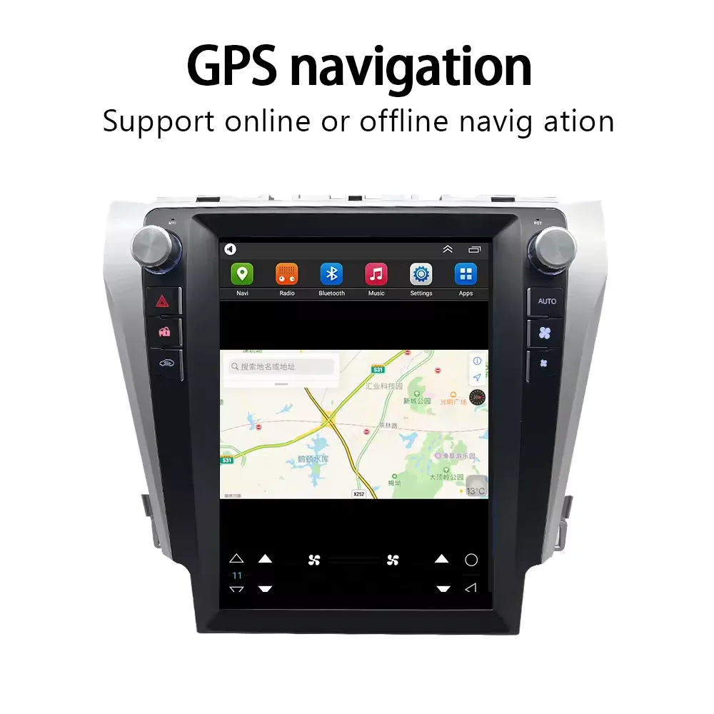 lelv or Toyota Camry 2012 2013-2017 Android Car Radio Stereo Autoradio Tesla Style Screen Multimedia Player Gps