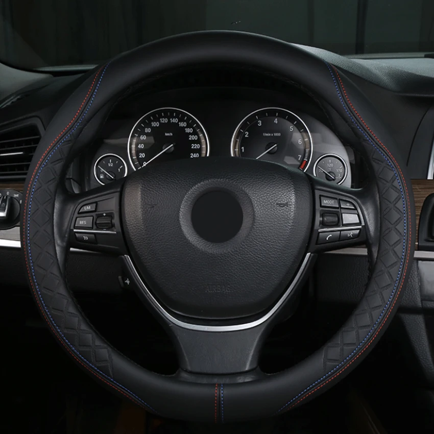 The new four seasons gm steering wheel cover is non-slip and breathable, special leather handle cover for automobiles