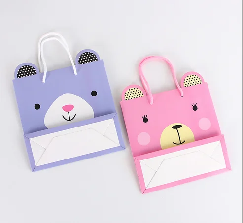 
Animals Baby Shower Large Green and White paper printed gift bag for luxury goods 