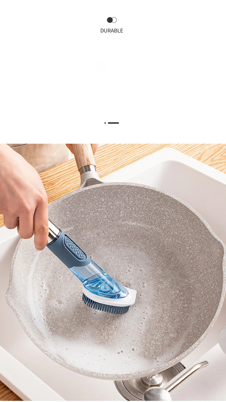 Household Kitchen Oil Stains Pot Washing Brush Long-handled Cleaning And Liquid Dishwashing Sponge Brush