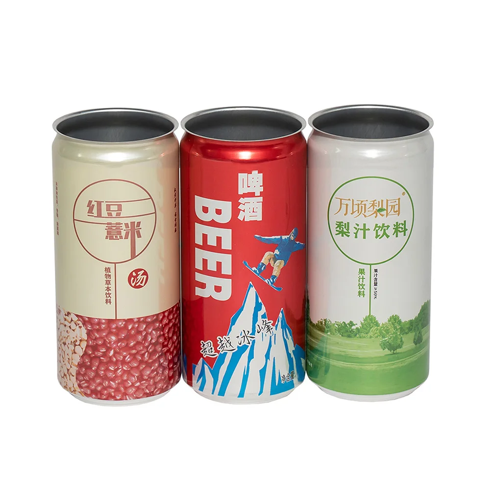 Make 330ml 355ml 500ml blank empty printed recycling aluminum tin cans for beer beverage private label juice drinks packaging