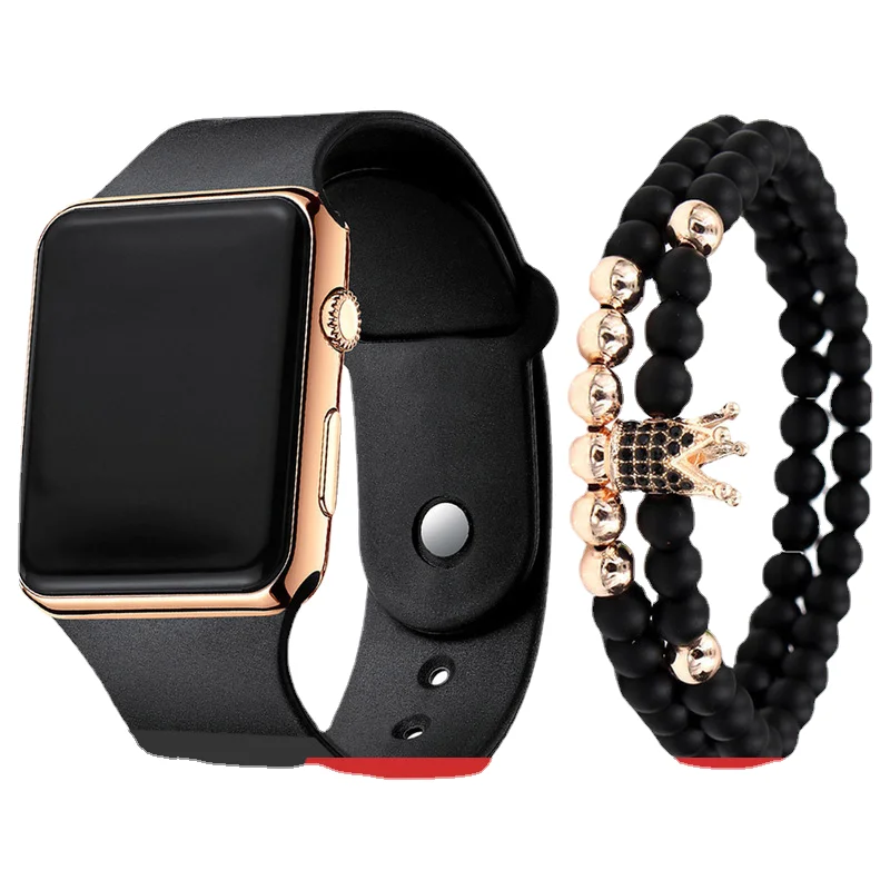 2312 3 шт./комплект мужские Модные простые светодиодные силиконовые электронные часы + браслет на запястье