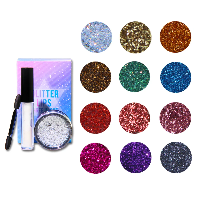 China factory wholesale private label lipgloss 12 Colors Glitter Lip Gloss