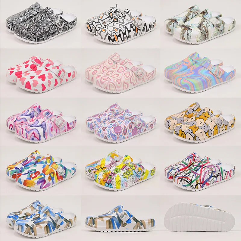 Women print nurse shoes wholesale custom medical slippers high quality waterproof clogs female slippers slides footwear