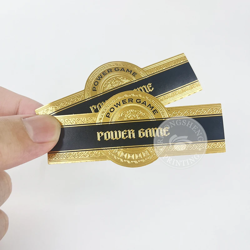 Custom High Quality Cigar Ring Sticker Labels Gold Foil Stamping Embossed Cigar Band Label