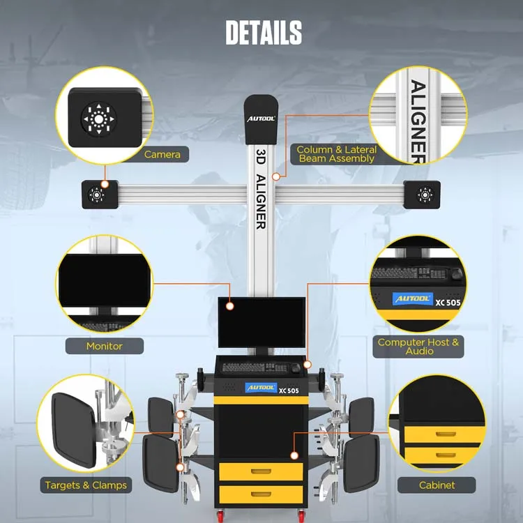 Wholesale Autool XC505 Hd Display 220V Automotive Car Wheel Alignment Machine 3D Wheel Tools