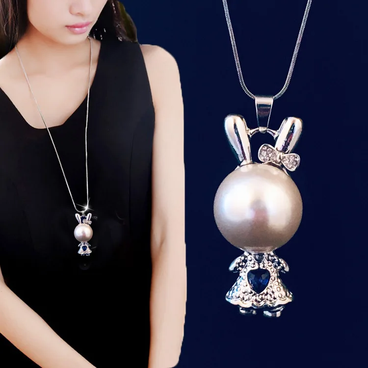 MX05 Hot sell wholesale Korean New Style Snowflake Long Crystal Sweater long Necklace For Women