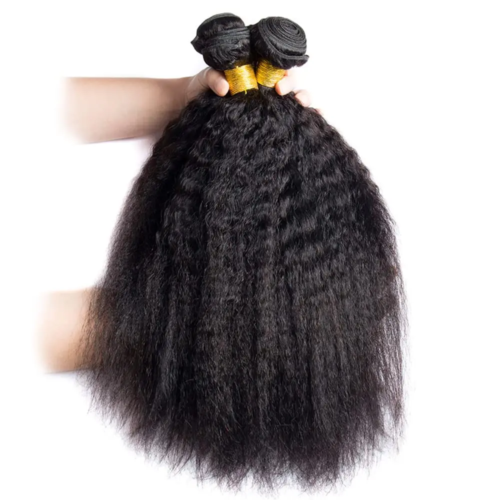 Wholesale  hair bundle Brazilian kinky straight virgin hair bundle natural black