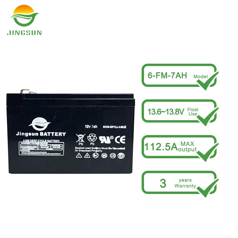 Jingsun Big Promotion 12v 7ah lead acid battery agm battery for home appliances