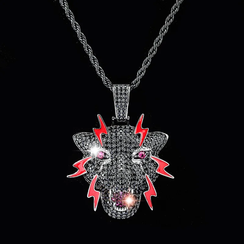 New Design HipHop Cartoon Black Panther Iced Out Pendant