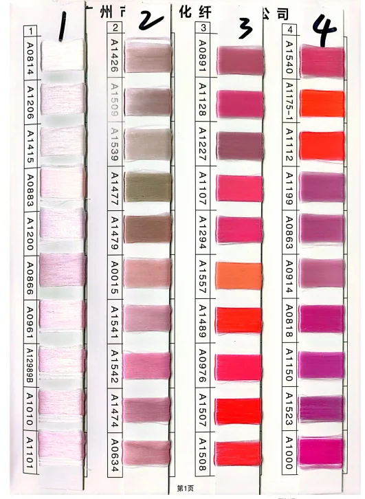 1000 kinds of polypropylene yarn stock color card