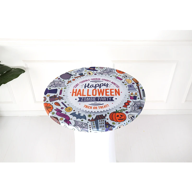 Printed Table Topper Cocktail Table Top Cap Tablecloth Highboy Bar Round Cover for Banquet Party Birthday Decoration