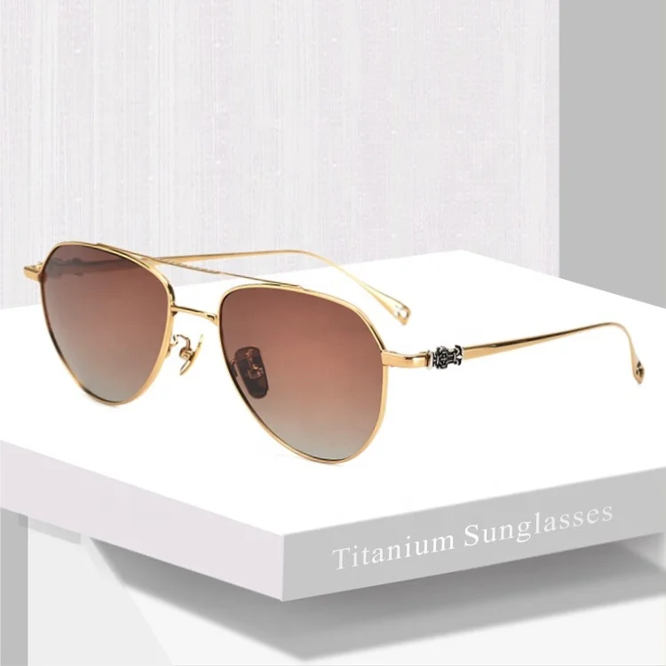 Luxury Aviation Golden Frame Sunglasses Trendy Branded Polarized Discolored Sun Glasses Gafas De Sol De Moda