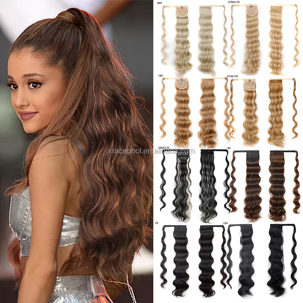 New Style Long Wavy Synthetic Hair Ponytail Extension Wrap Around Clip in  Hairpieces Pony Tail for Daily Party Use