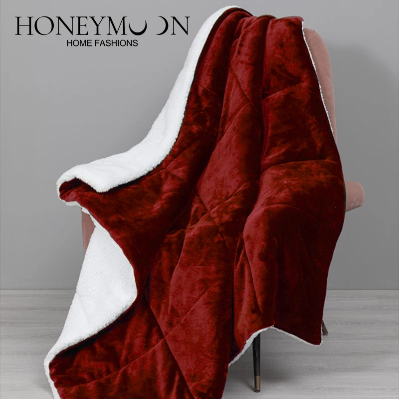 high quality soft warm Ultra soft flannel and Luxury plush sherpa Christmas throw blanket reversible Quilt sherpa throw