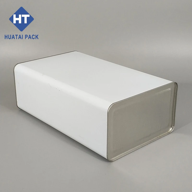 5L oblong f-style tin can for oil, rectangular paint can, lubricant oil metal containers with plastic spout lid