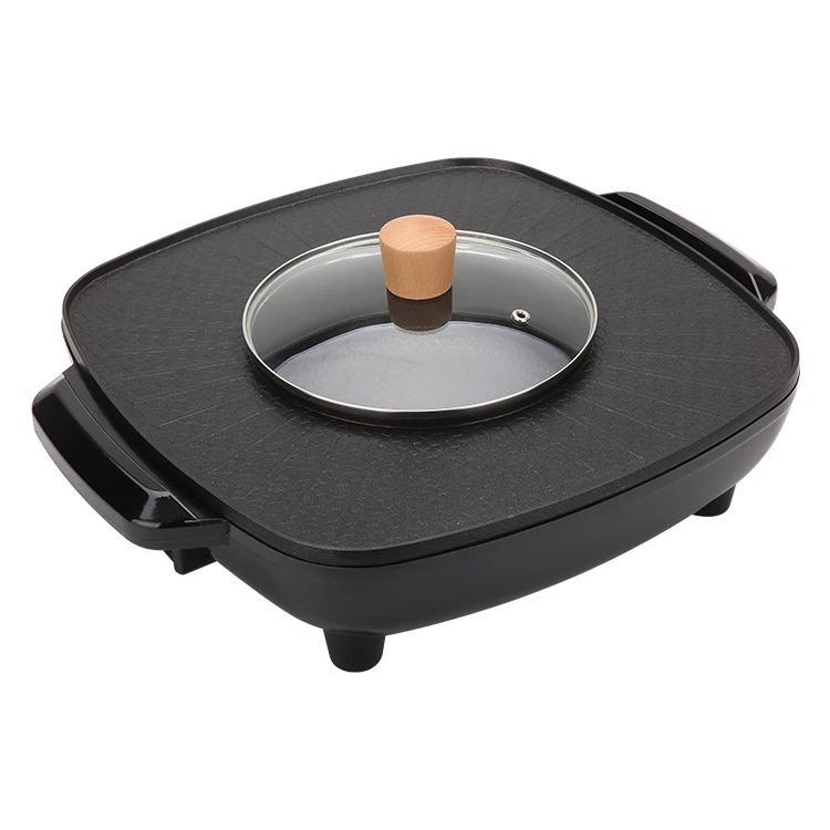 Multifunction household safety 1800w aluminium korean hot pot grill