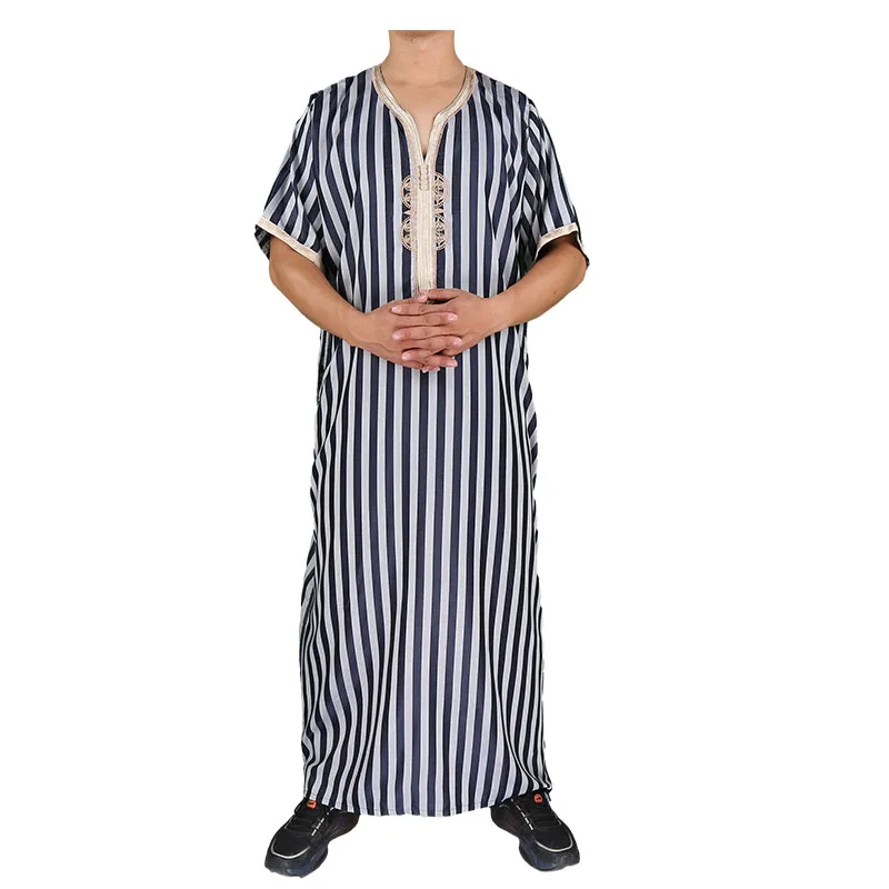 2024 Stripe Design Morocco Style With Beautiful Embroidery  Size 54-62  For Islamic Men