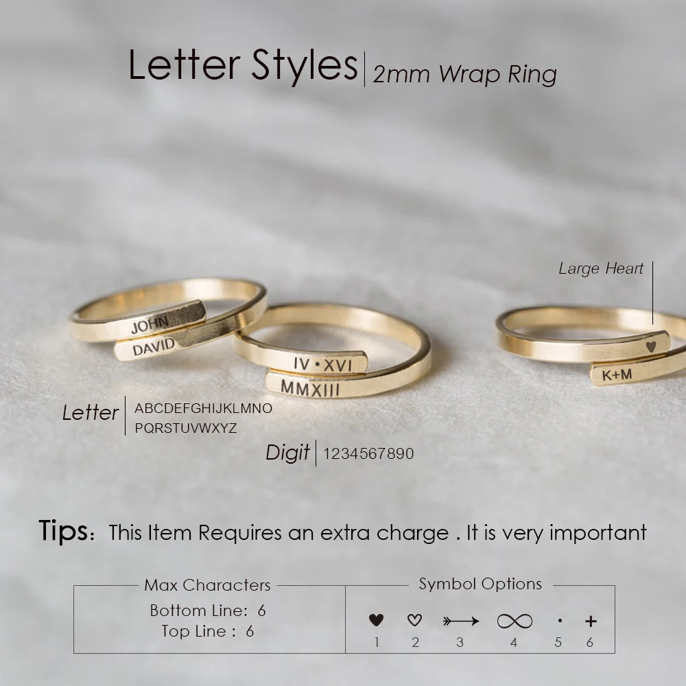 Fanze Custom personalized woman name engraved ring , 14k gold plated engrave letter stainless steel ring adjustable
