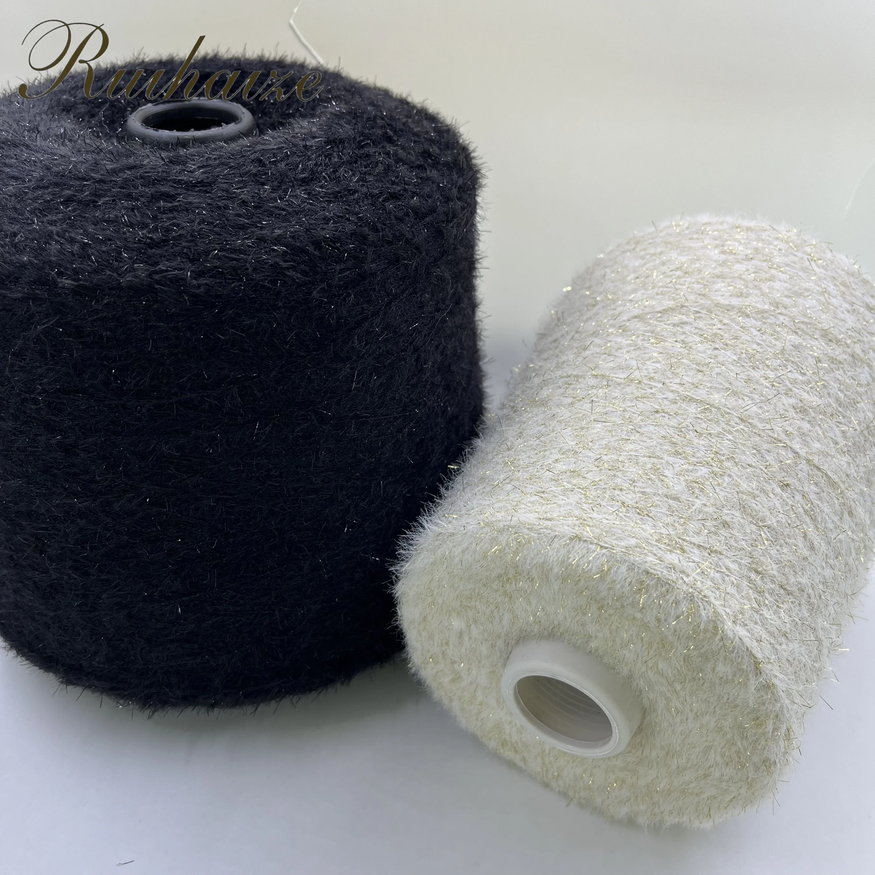 RHZ fancy 1 3 см металлическая перья норка пряжа 12 нм/1 75% полиэстер 25% нейлон для