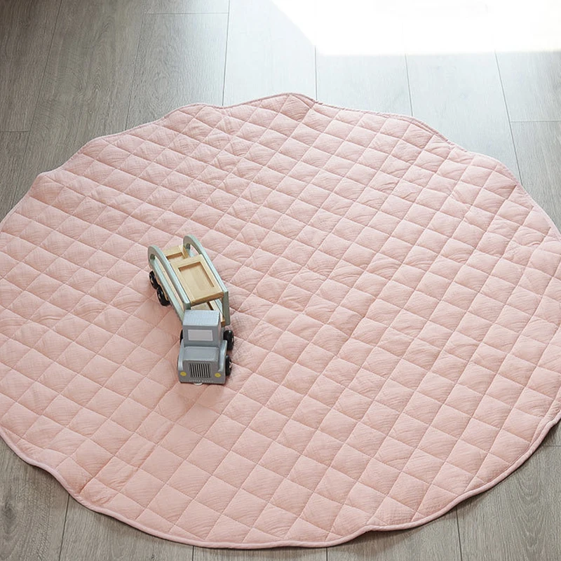 High Quality Soft and Washable Children Play Rugs baby Linen Playmat Cotton Quilted Baby Crawl Play Mat With Storage bag