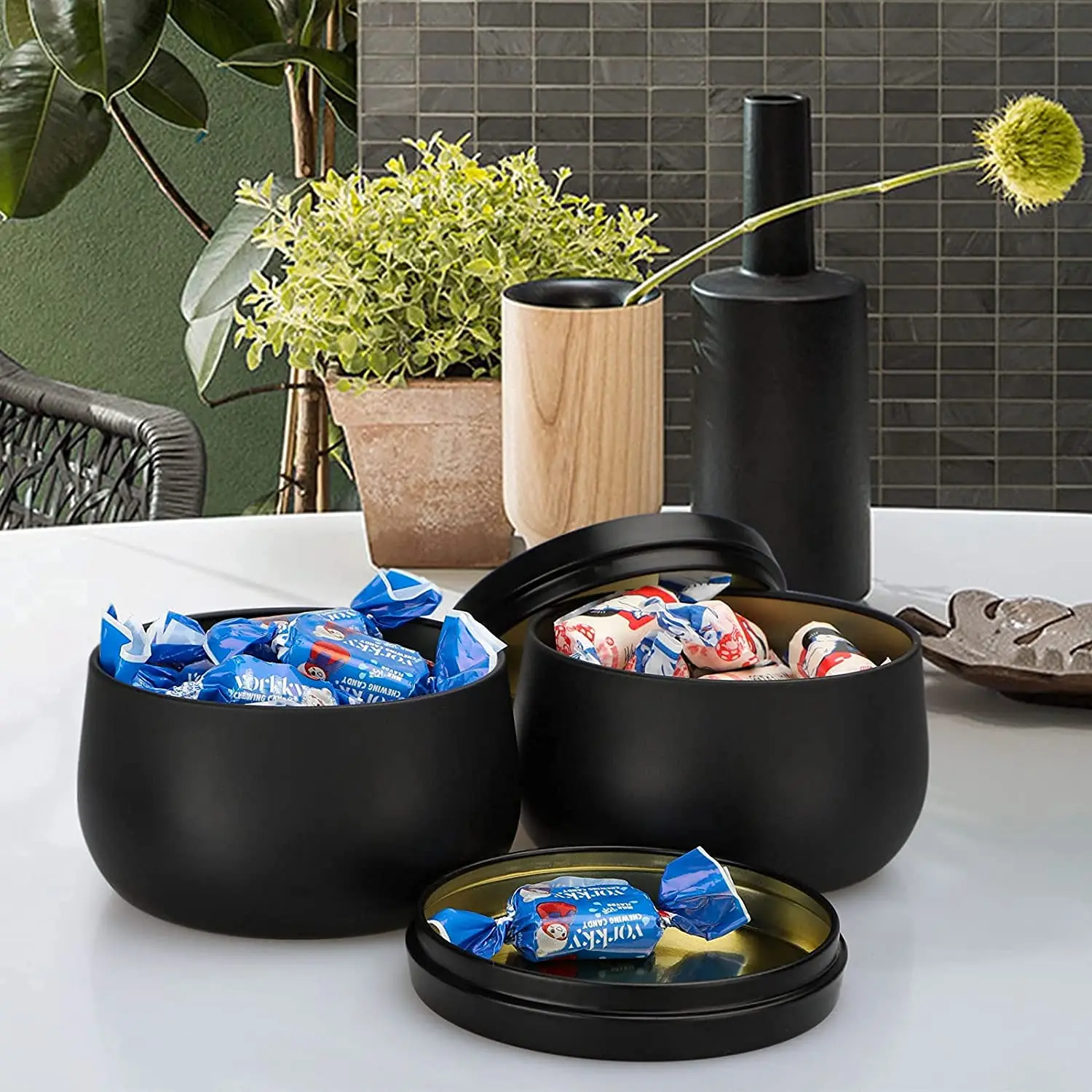 Candle Jars With Cover Travel Tin Round Containers 8oz Storage Candle Making Kits for Kitchen Spices Party Favors Home Deco