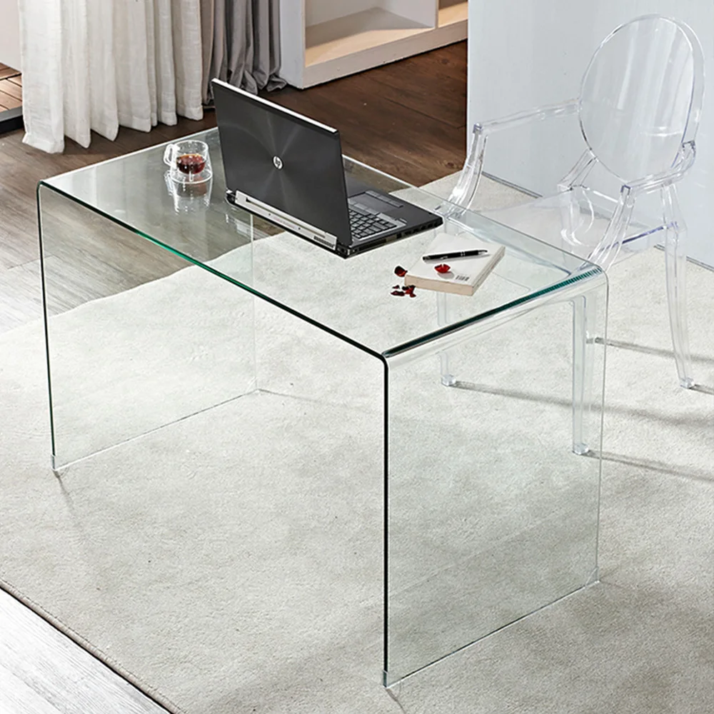 Modern Extraclear Full Glass Board Ceo Commercial Computer Executive Glass Office Desk Transparent Tempered Glass Table