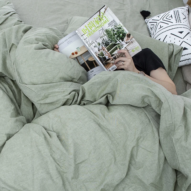 Low price guaranteed quality comforter linen cotton  yarn dyed double bed bedding sheet sets