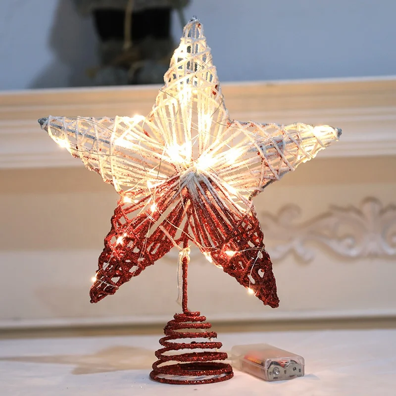 Star Christmas Tree Topper with Lights, Rustic high-end Christmas Decoration