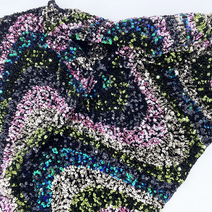 wholesale 2021 sari big wave elastic sparkling party embroidery velvet sequin fabric for derss