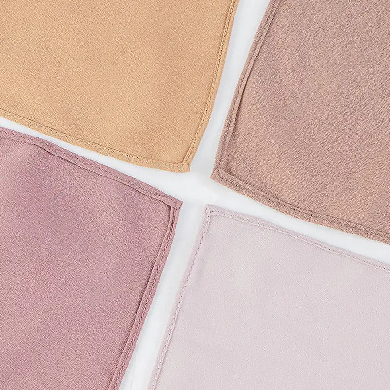 Premium Flowy Chiffon Shawl Muslim Wholesale Tudung Solid Neat Stitching Korea Chiffon Hijab for Islamic Headwrap