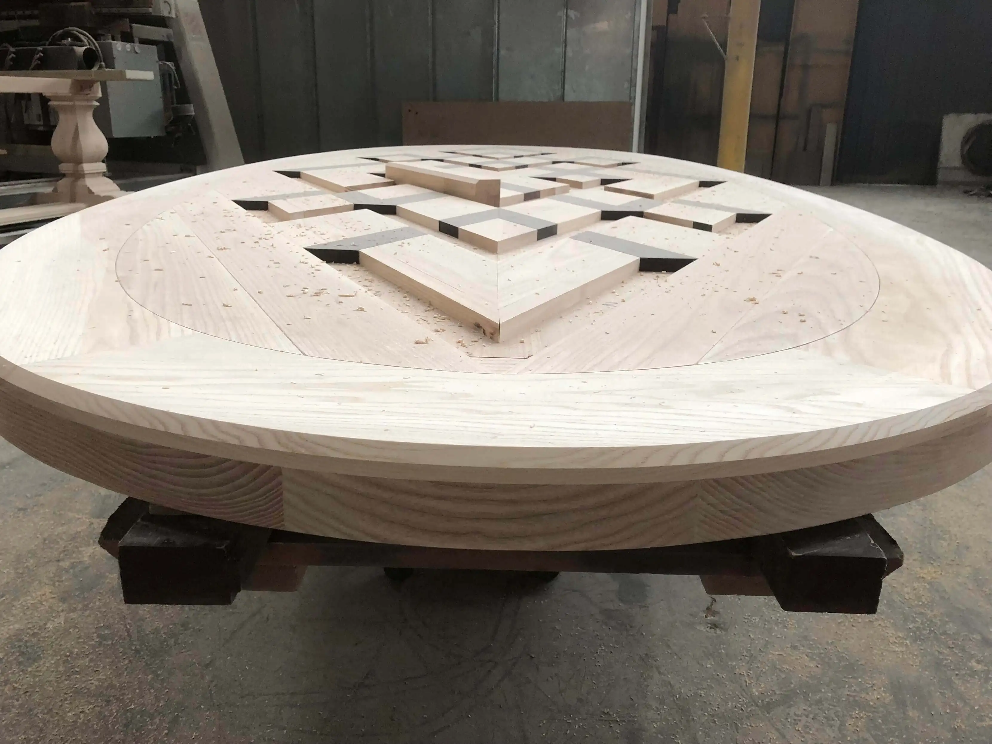 2021 French  large Oval dining table  inlaid  solid ash wood  and marble counter tops