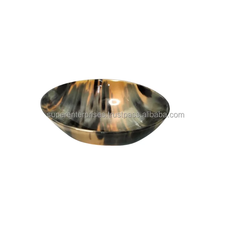 Manufacturer Making Horn Bowl Dishes Eco Friendly Serving Bowl Genuine Ox Horn Palm Lathering Shave Bowl By SUPER ENTERPRISES