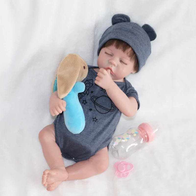 Collection 48cm Newborn Dolls Real Looking  Bath Toys Reborn Dolls Solid Silicone Baby
