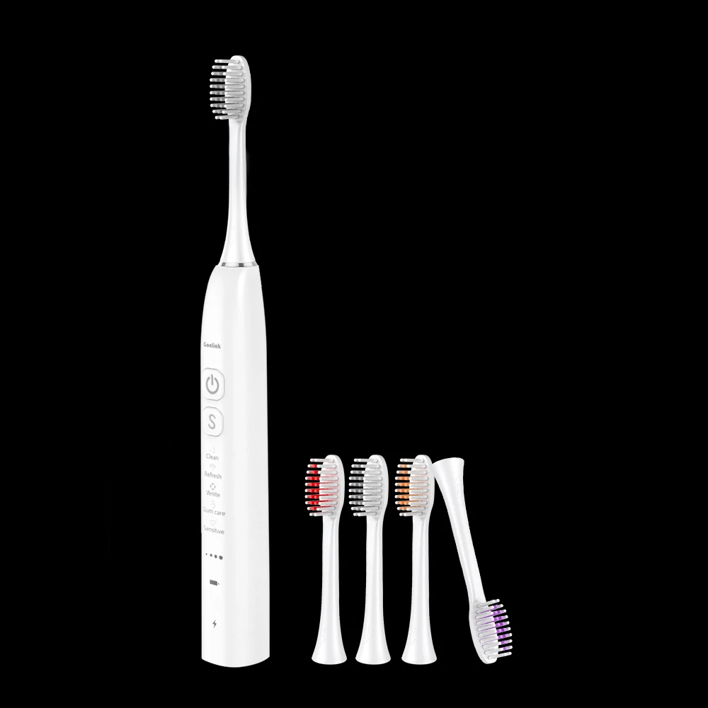 IPX7 Waterproof Foodgrade Dupont Bristles Electric Toothbrush Simple Sonic 33000 Vibrations per min with Wireless Charger