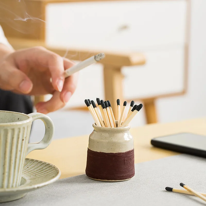 decorative ceramic match holder empty ceramic candle jar with match holder with striker ceramic jar for home decor